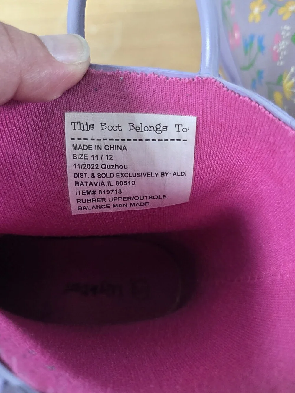 Flower Print Rain Boots Lily & Dan Size 11/12